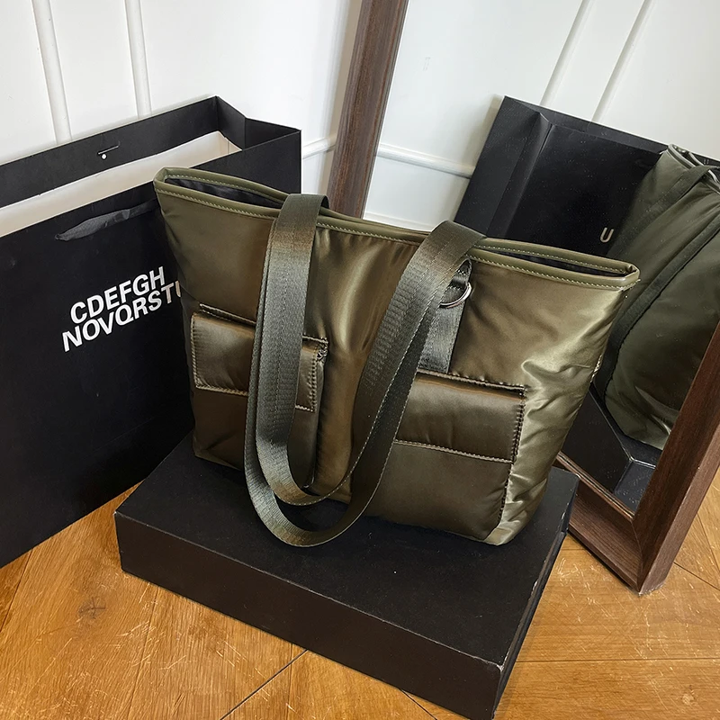 Wasserdichte Armee Grün Nylon Schulter Tasche Frauen Casual Große Kapazität Stoff Einkaufstasche Weiblichen Koreanischen Stil Y2k Trend Handtasche – Detail 25