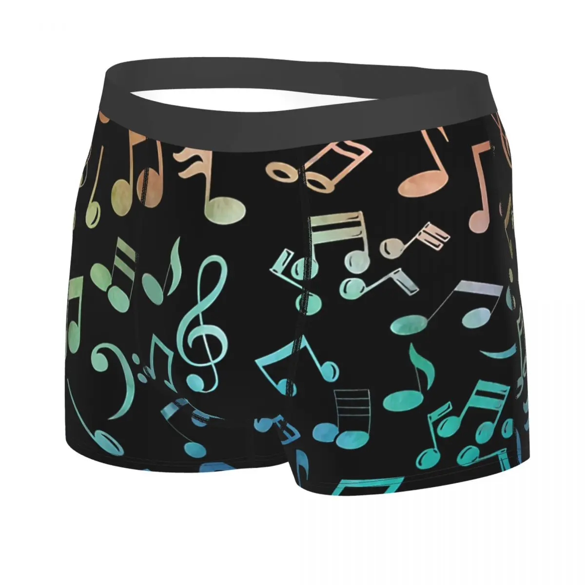 Watercolor Man's Boxer Briefs Music Notes Highly Breathable Underwear Top Quality Print Shorts Birthday Gifts 2