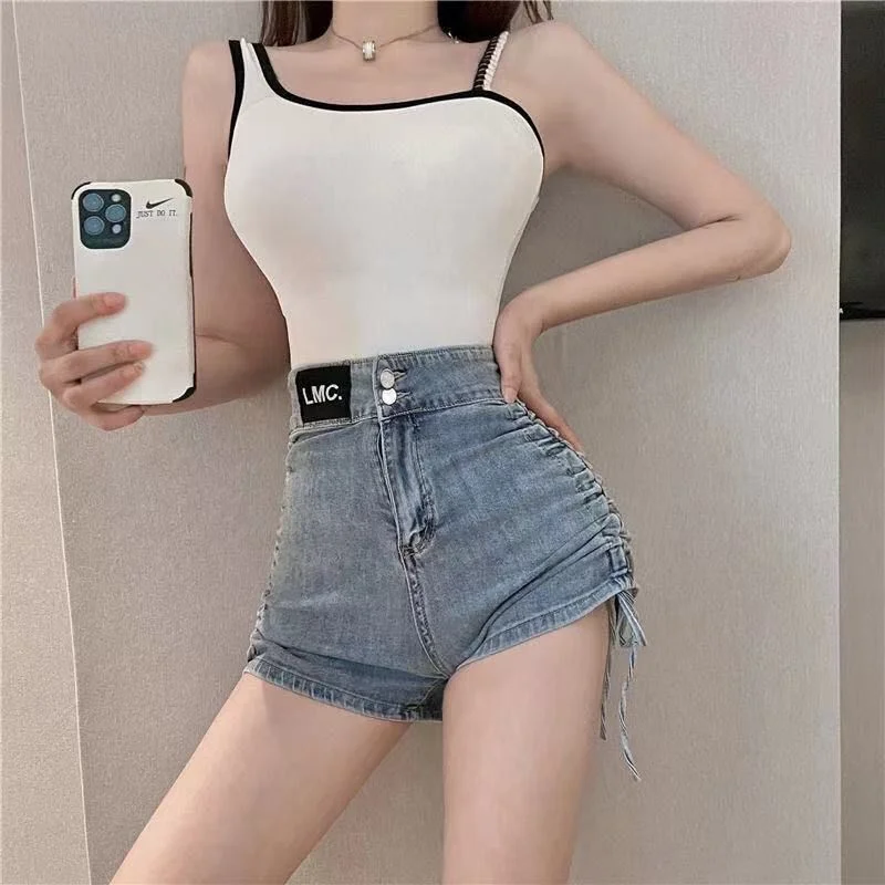 Women's Denim Shorts Biker Skinny Blue Mini Sexy Short Pants for Woman To Wear Booty Tight High Waist Jeans Offer Free Shipping
