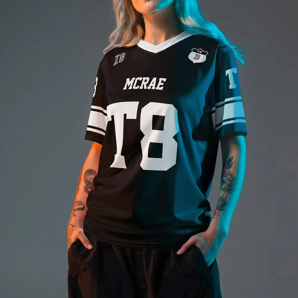 Tate McRae Jersey Spring/Summer Season Men's and Women's Sportswear T8 McRae Football Jersey V-Neck Kid T-Shirt y2k clothes