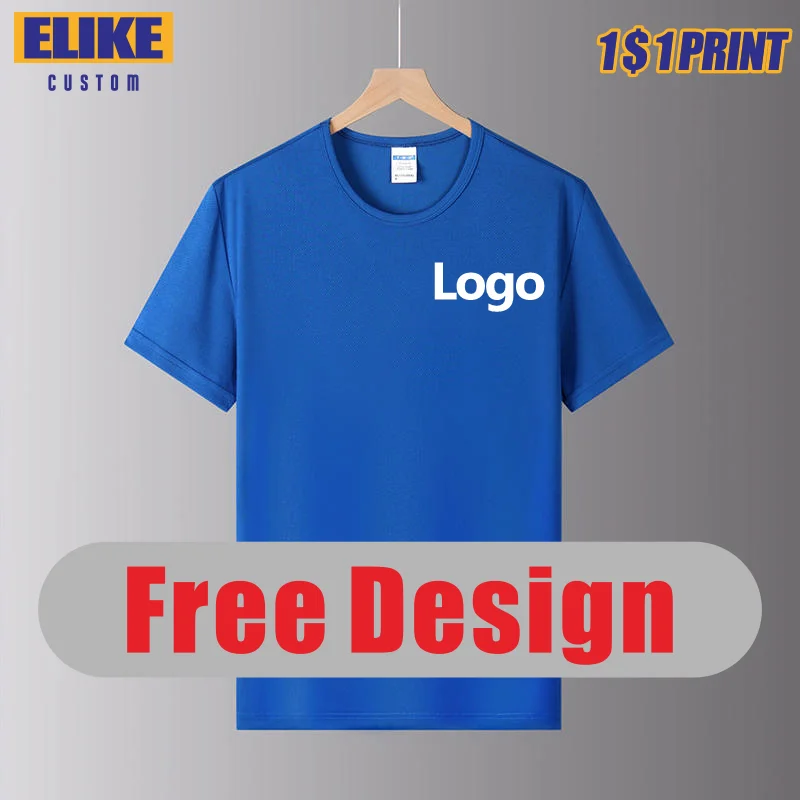 ELIKE rychleschnoucí prodyšné sportovní T košile nestandartní logem tisk výšivka design podník skupina značka 8 barvivo topy s-4xl léto