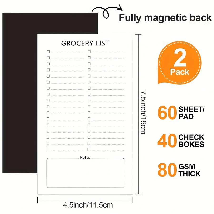 1pc Fridge Magnetic Shopping List Pad, White Magnetic Memo Pad, Fully Magnetic Grocery List Pad, 60 Sheets Per Pad-office 5