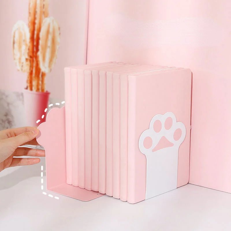 Creative Cat Paw Bookends Kawaii Anti-skid Book Organizer Desktop Book Support 2pcs book organizer book holder book stand