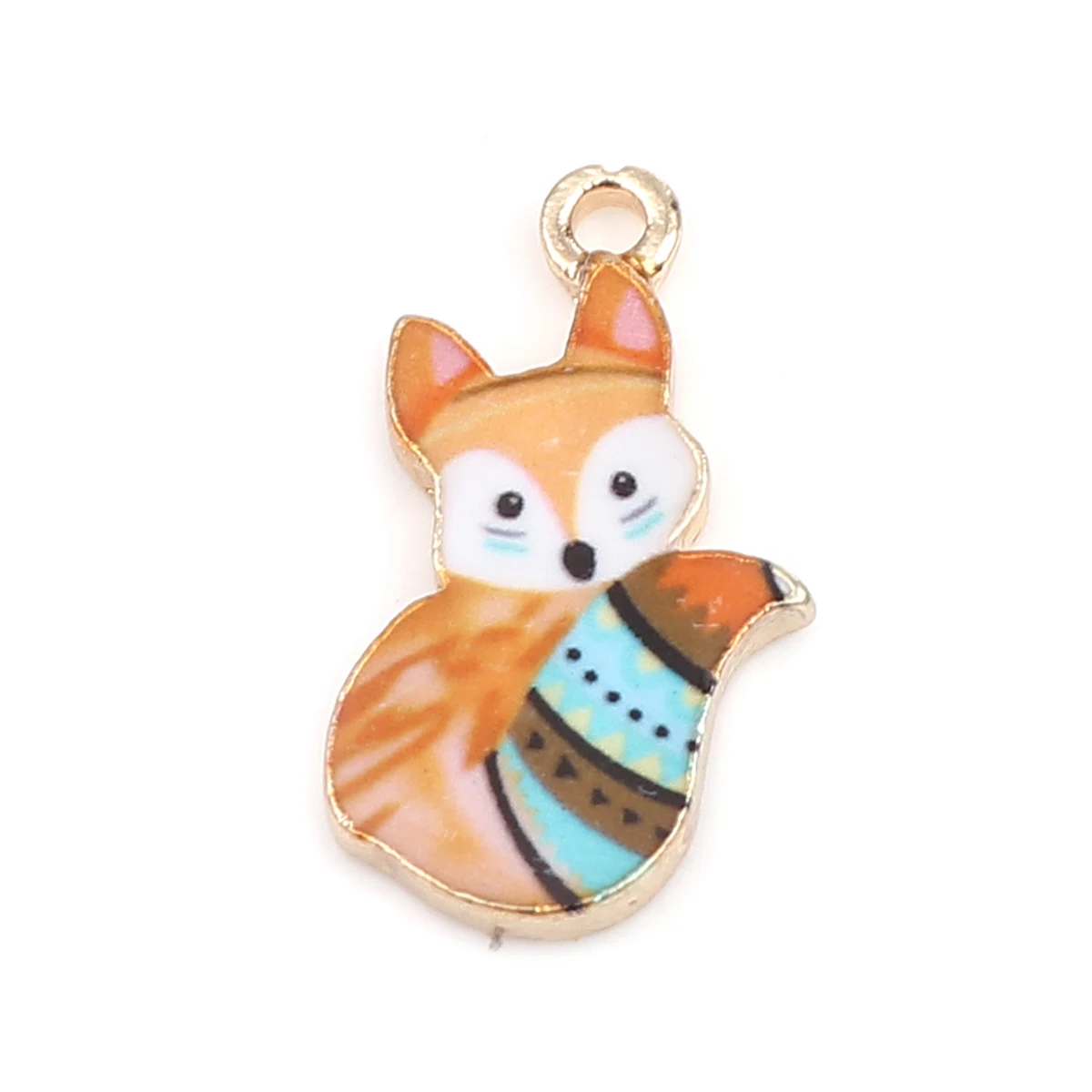 10 Stück Cartoon-Fuchs-Tieranhänger in Goldfarbe, Metallanhänger, mehrfarbige Emaille, DIY-Halsketten, Armbänder, Damenschmuck, Geschenk, 19x11mm