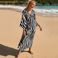 Plus Size Womens Animal Print Kaftan Dresses Caftans Swimwear Coverups Summer Bathing Suit Long Beach Dress - Image 3