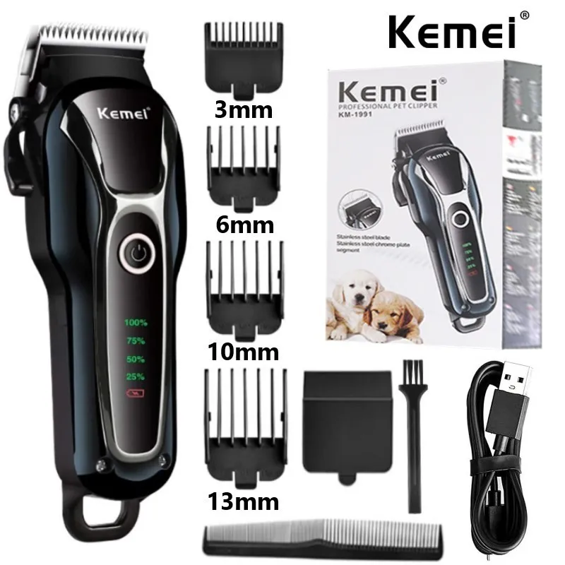 

KEMEI KM-1991 Professional Clipper Pet Dog Hair Trimmer Grooming Rechargeable Powerful Cat Cutters Shaver Mower Haircut Machine