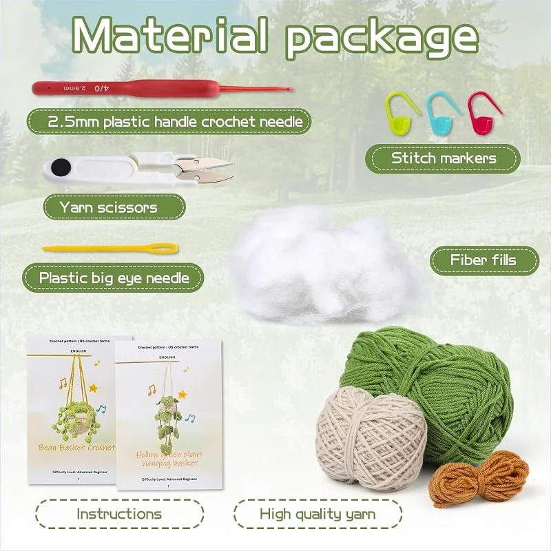 Crochet Kit For Beginners 1/2/3Pcs Leaf Potted Plant Crochet Starter Kit Complete Decoration crochet kit