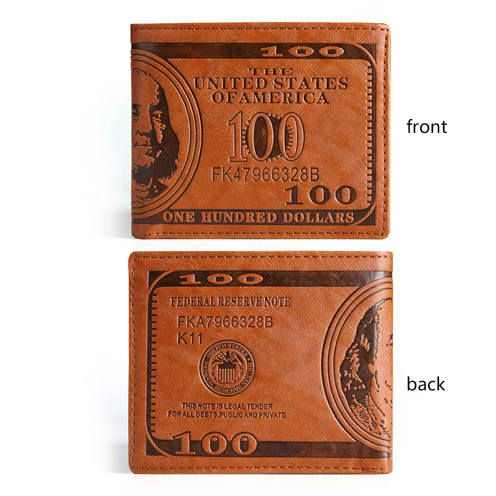 Leather Wallet Fashion Dollar Bill Pattern Bifold Purse