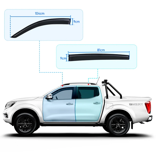 BVDOUE Coche Deflectores De Viento Cortavientos para Ventanilla, para  Nissan Navara NP300 2017 2018 2019 2020 2021 Sombras Sun Deflector Ventana  Puertas Lluvia Viseras : : Coche y moto