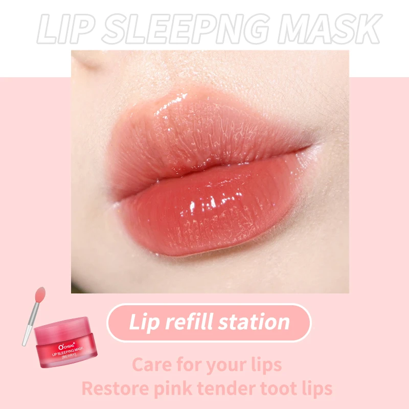 O'CHEAL 1 Pcs Sleeping Mask Maintenance Moisturizing Lip Gloss Mask Cream Plump Lips Serum Care Nourishing Lip Mask Balm 6