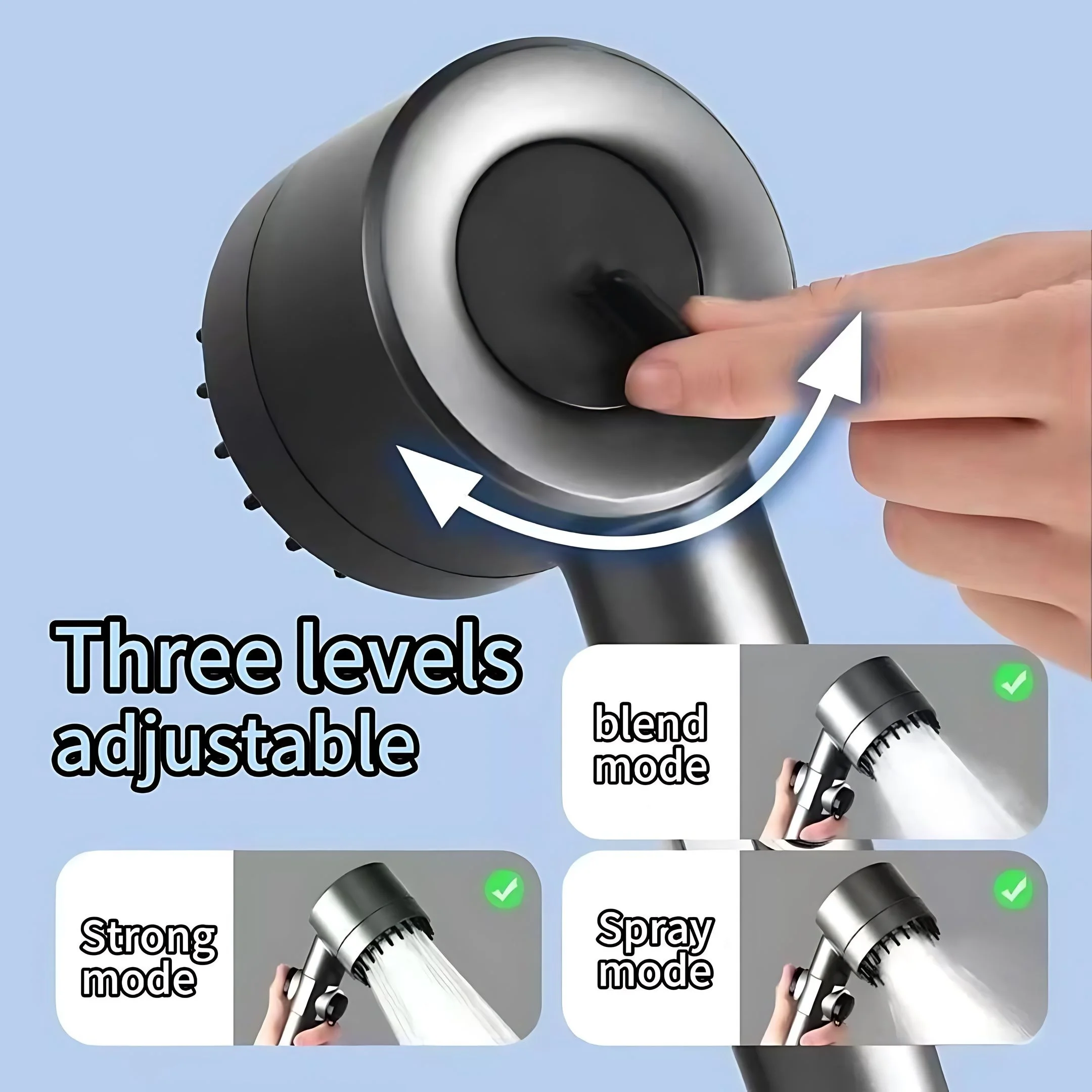 High-pressure Shower Head 3-mode Adjustable Spray with Massage Brush Filter Rain Shower Faucet Bathroom Accessories