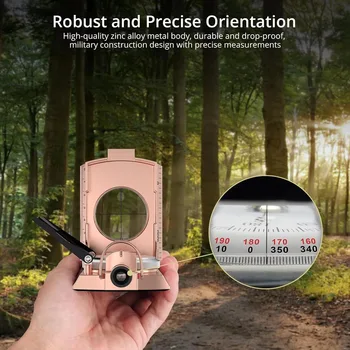 Professional Compass Metal Waterproof IP65 Compass Sighting Clinometer Lensatic Compass with Pouch & Lanyard for Camping Hiking 6