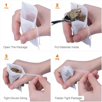 Disposable Tea Bags 100Pcs/Lot Teabags 5.5 x 7CM Empty Scented Tea Bags With String Heal Seal Filter Paper for Herb Loose Tea 6