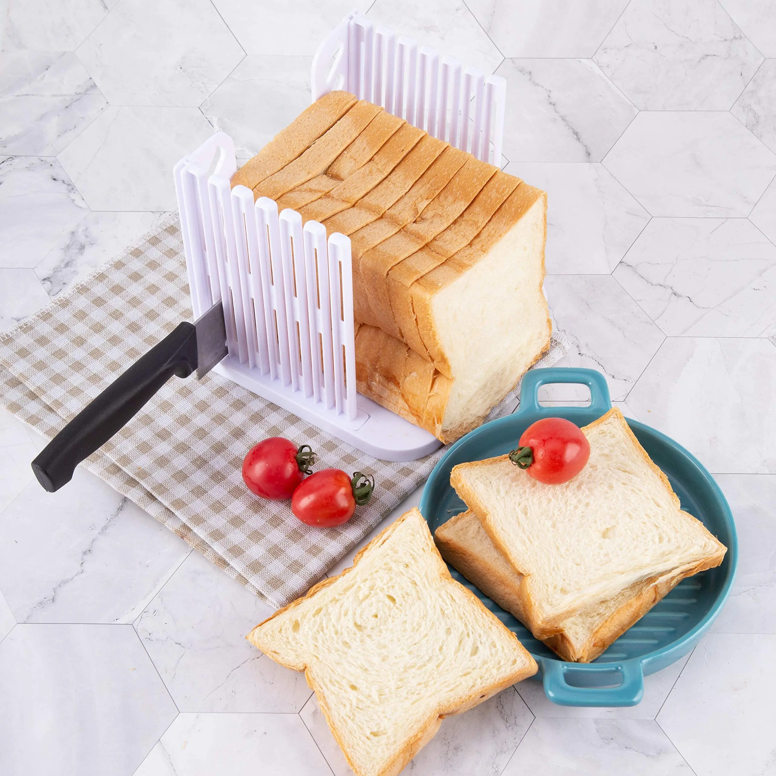 Foldable Bread Slicer Layers Toast Slicing Machine Adjustable 3-Layer Bread  Cutter For Bread Cakes Bagels Kitchen Gadgets White