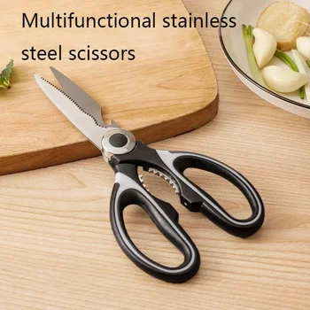 Tesoura de cozinha doméstica multifuncional de aço inoxidável para cortar legumes, ossos de frango, peixes e outras ferramentas 1