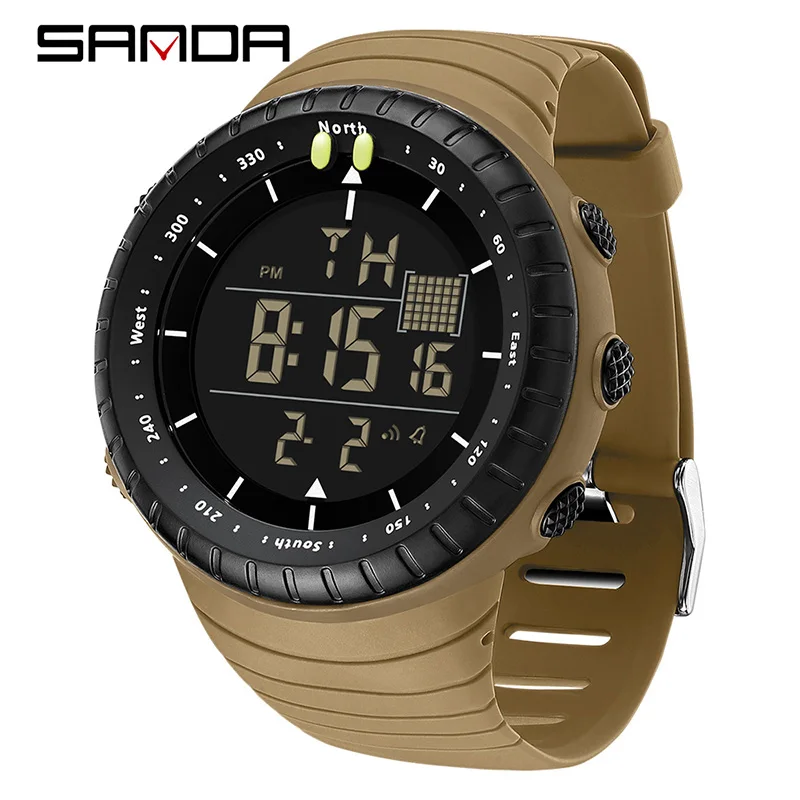 SANDA Herren Elektronische Uhr Outdoor Sport LED Analog Digital Wecker Chronograph Multifunktions Wasserdicht Herren Armbanduhr