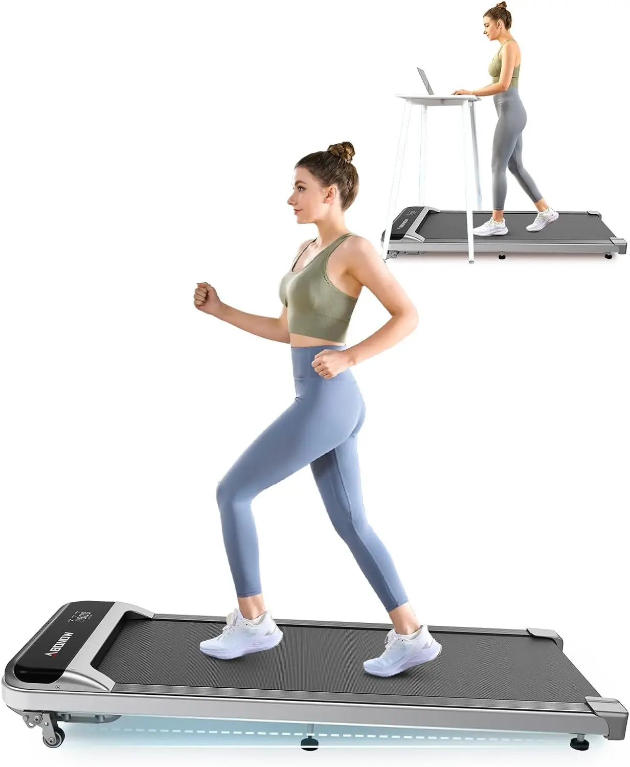 Walking Pad, Under Desk Treadmill with Incline for Home Office 2.5HP Portable Walking Treadmill with 280 Lbs Weight Capacity Wal