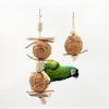 1 pc Natural Brown Silk Ball Bird Climb Hanging Toys Parrot Chew Toy Wooden Training Molar Toys for Bird Cage Pendant Supplies 1