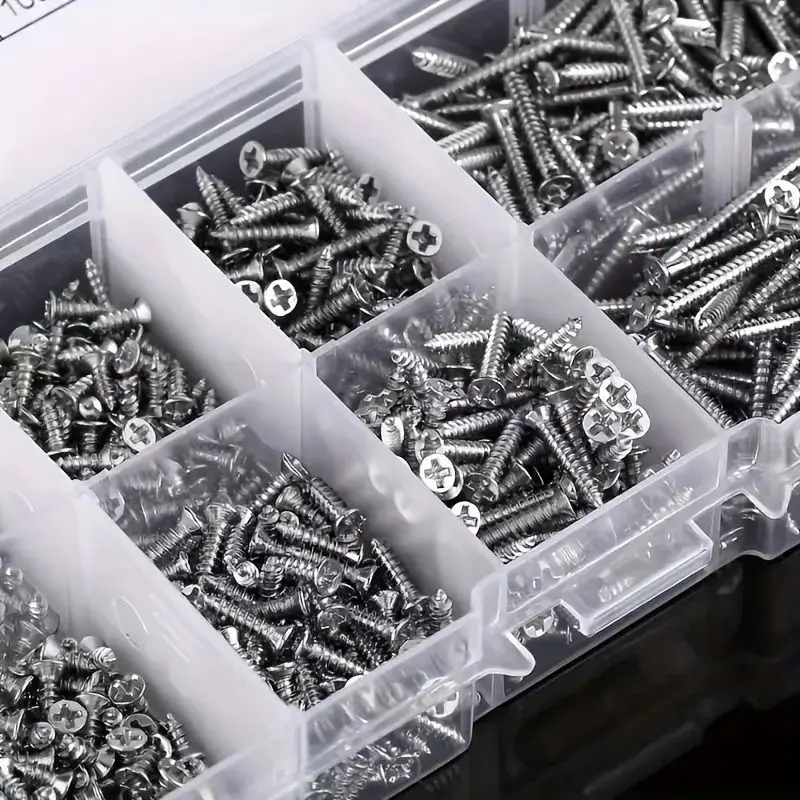 Self Tapping Screws 800pcs Self Tapping Wood Screws Set M2 Phillips Flat Head Sheet Metal Screw Self Tapping Screws Assortment Kit