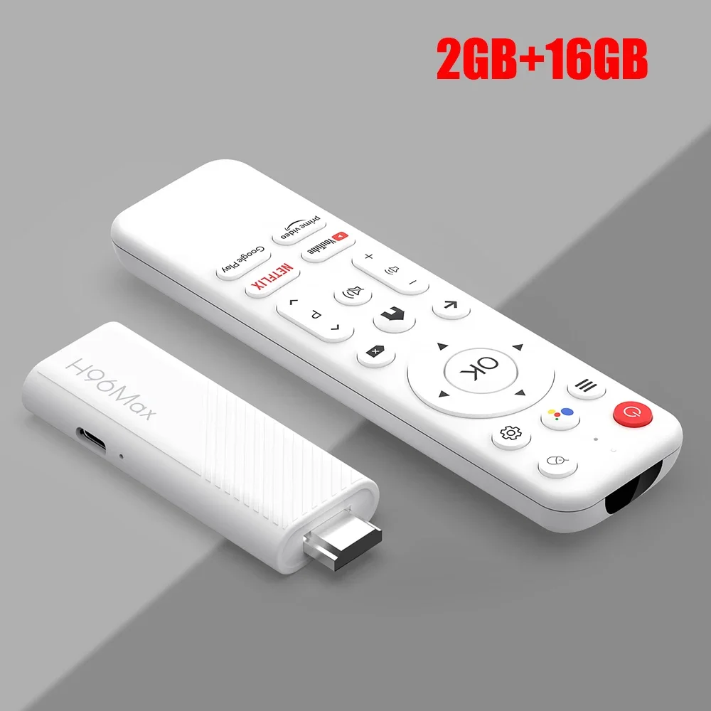 H96 MAX H313 Mini TV Stick Android 14 Quad Core Smart TV Box 2GB 16GB 8GB Wifi6 BT5.0 4K @ 60fps HD Google Voice Media Player