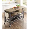 Santa Fe Kitchen Cart with Metal Shelves and TV Stand Feature 5