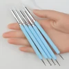 5 pcs/Set Soft Pottery Clay Nail Dotting Tools Silicone & Stainless Steel Two Head Sculpting Polymer Modelling Shaper Rhinestone 4