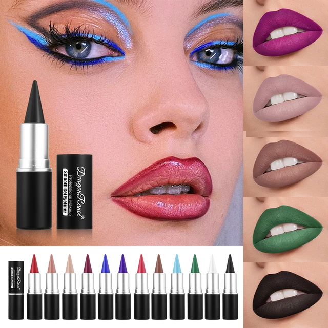 Matte Lip Liner, Long-Lasting and Durable, Automatic Rotating Wax Texture, Suitable for All Skin Types, Multi-Purpose, Suitable for Eyeliner Holiday Party Lipstick 5
