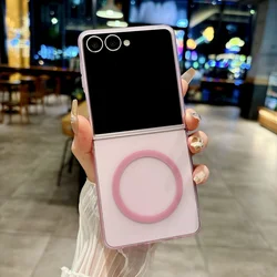 Ultra Thin Matte Transparent Magnetic Case with Wireless Charging Protection - Galaxy Z Flip5 (Pink)