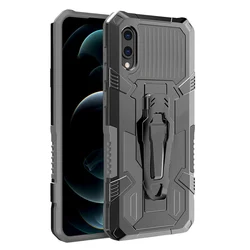 Shockproof Phone Case with Back Clip Bracket - Protective Cover - Galaxy A2 Core (Gray)