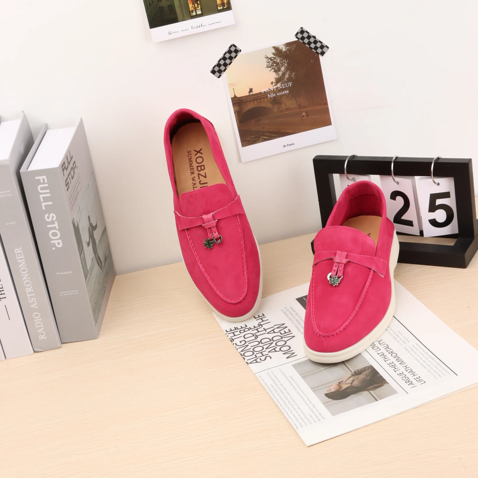 

Designer Luxury Shoes For Women 2023 Loafers Mocasines Sneakers Brown Suede Leather Flats Woman Brand High Quality Blue Shoes