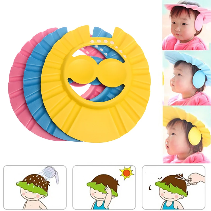 Adjustable Baby Shower Caps Child Kids Waterproof Shampoo Hat Boys Girls Visor Caps Wash Hair Bath Shield Ear Eye Protection