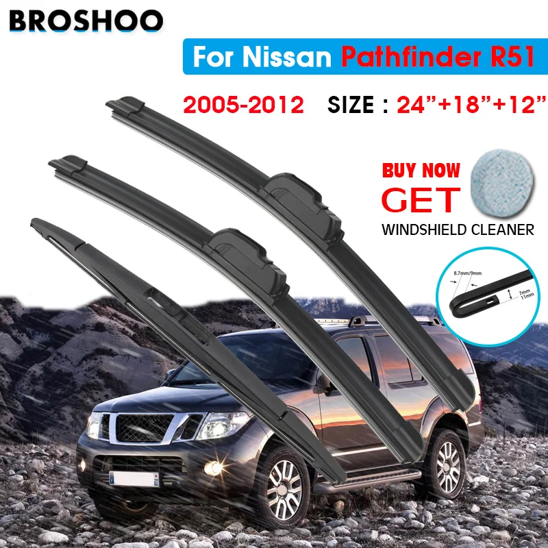Car Wiper Front Rear Blades Set For Nissan Pathfinder R51 2005 2006