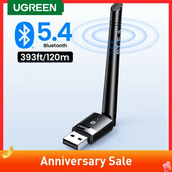 UGREEN USB 블루투스 5.3 5.4 어댑터, PC 무선 마우스 키보드 음악 오디오 리시버 송신기용, 120M 동글