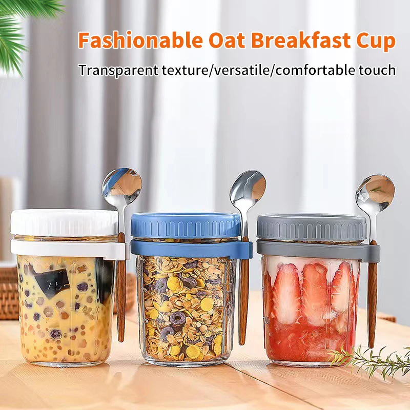 

Портативный стакан для завтрака, овсянка, орех, йогурт, салатная чашка с крышкой, ложка, многофункциональный стакан, термостойкая чашка для сока и молока