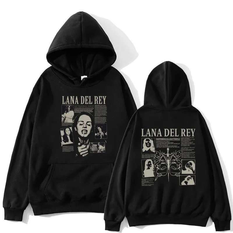 

Singer Lana Del Rey Hoodie Ultraviolence Music Album Print Hooded Men Women Fashion Vintage Hip Hop Sweatshirt Oversized Hoodies