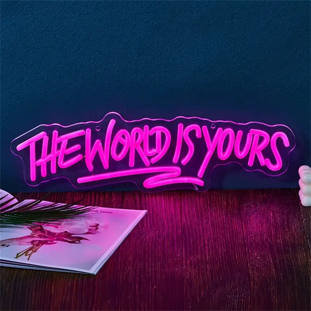 

Neon Led Sign The World Is Yours Neon Sign Boy Girl Bedroom Game Room Decor Wall Hanging Neon Lights Personalized Gift Birthday