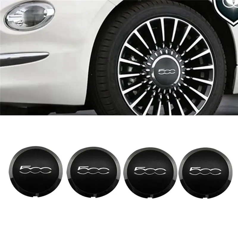 A13Z-4개 133mm 휠캡 피아트 500 부품 휠 센터 허브 캡 68078419AC 68078421AC 먼지 커버 51884863 블랙