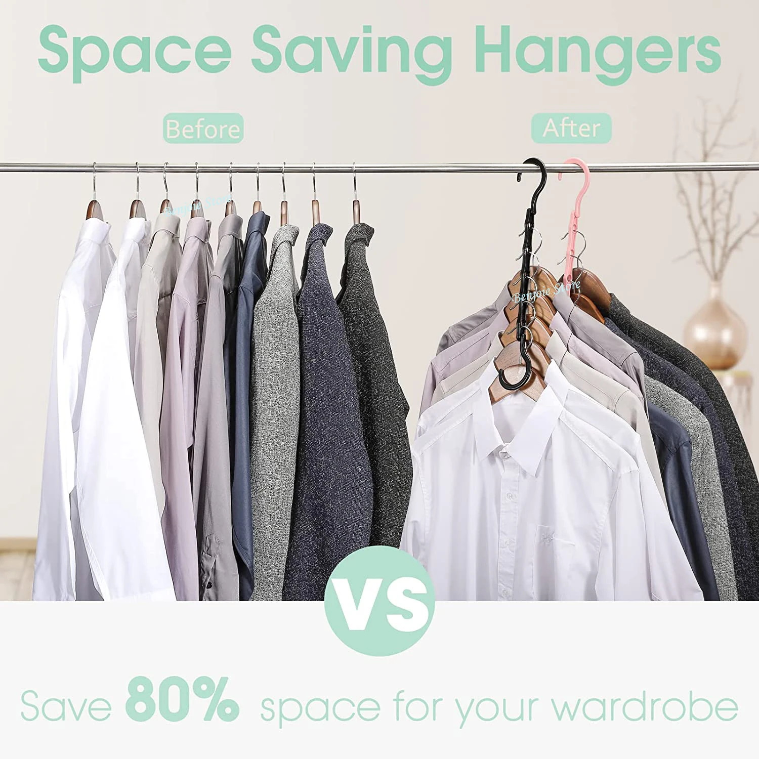 1pc Magic Space Saving Hangers for Clothes, Closet Organizers and Storage  with 9 Holes for Wardrobe Closet, College Dorm Room Essentials