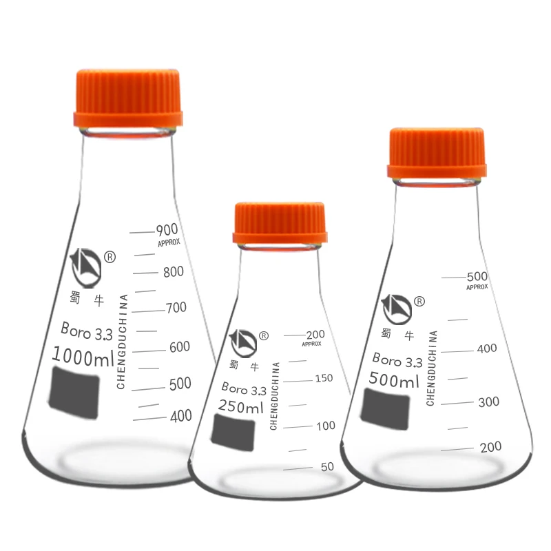 lab 250ml 500ml 1000ml 2000ml high borosilicate glass spiral neck triangular flask high temperature resistant conical flask 1pcs Lab Volumetric Flask