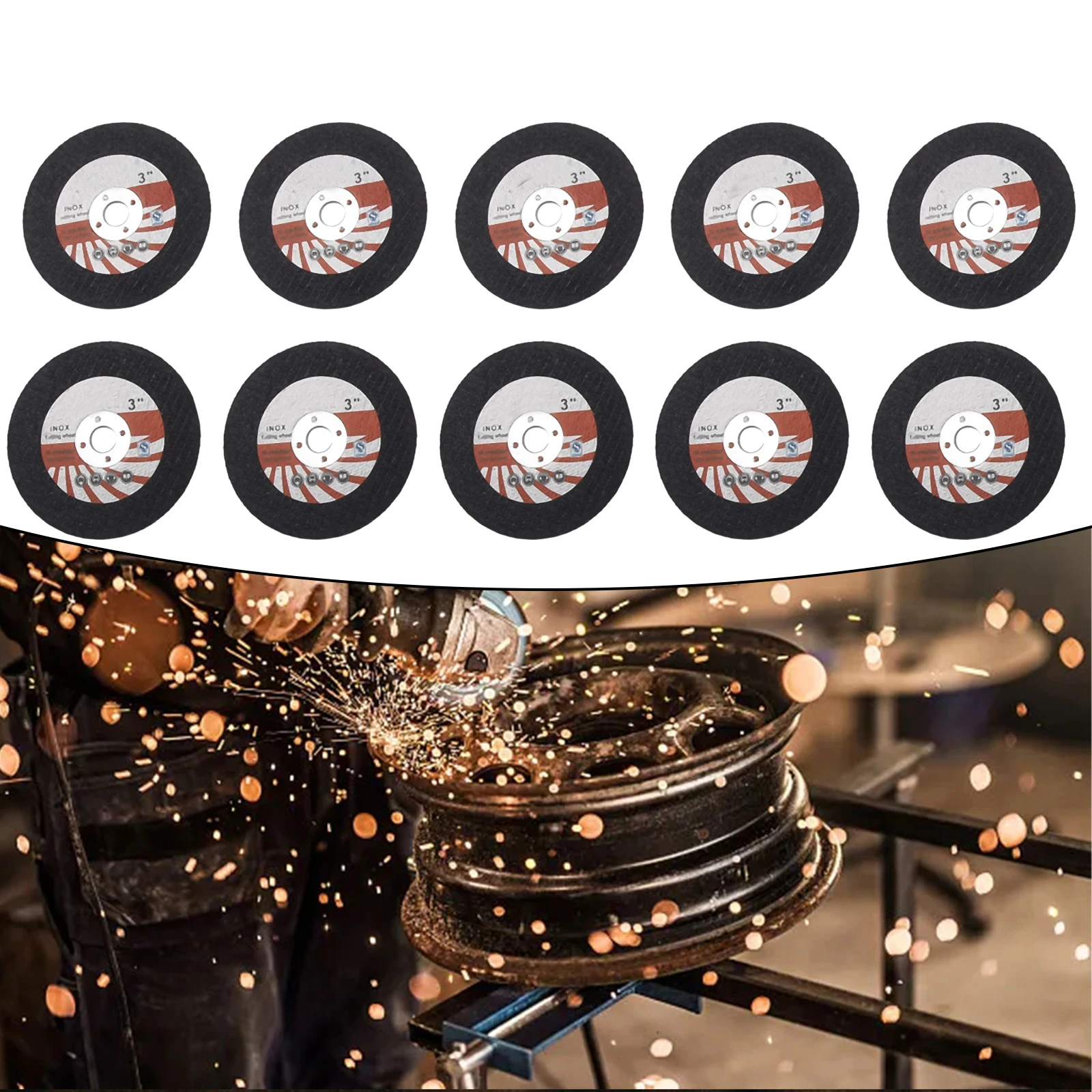 

10pcs Mini Cutting Disc Circular Resin Grinding Wheel Steel Saw Blade 75mm For Angle Grinder Machine Attachment Tools