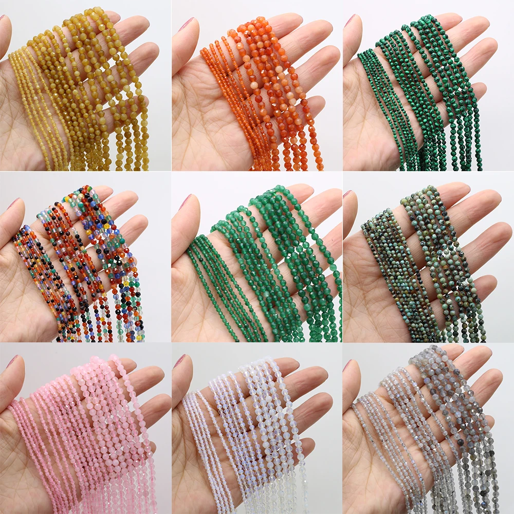 

Natural Stone Beaded Faceted Round Gemstone Loose Isolation Beads for Jewelry Making Diy Necklace Bracelet Accessories Gifts
