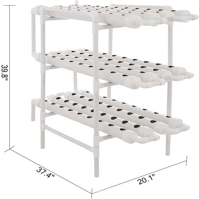 

Hydroponics Growing System 108 Plant Sites Food-Grade PVC-U Pipes Gardening Grow Kit with Water Pump Sponge for Leafy Vegetables