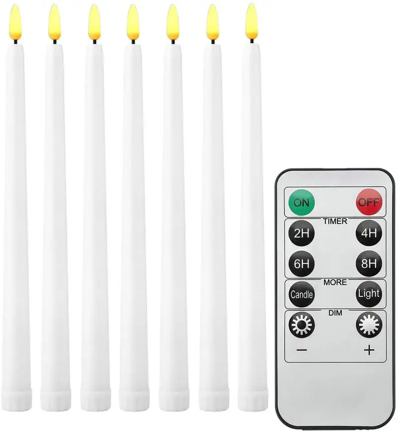

Pack of 24 Remote Control Christmas Taper Candle 28cm 3D Flame Led Candles lamp Home Bar Decorative Lighting-Amber/Warm white