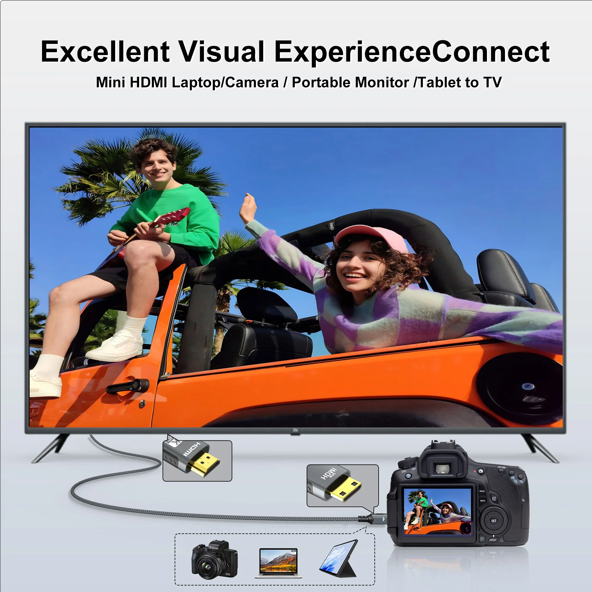 كابل HDMI صغير إلى HDMI HD 4K @ 60 هرتز 2K @ 120 ه...