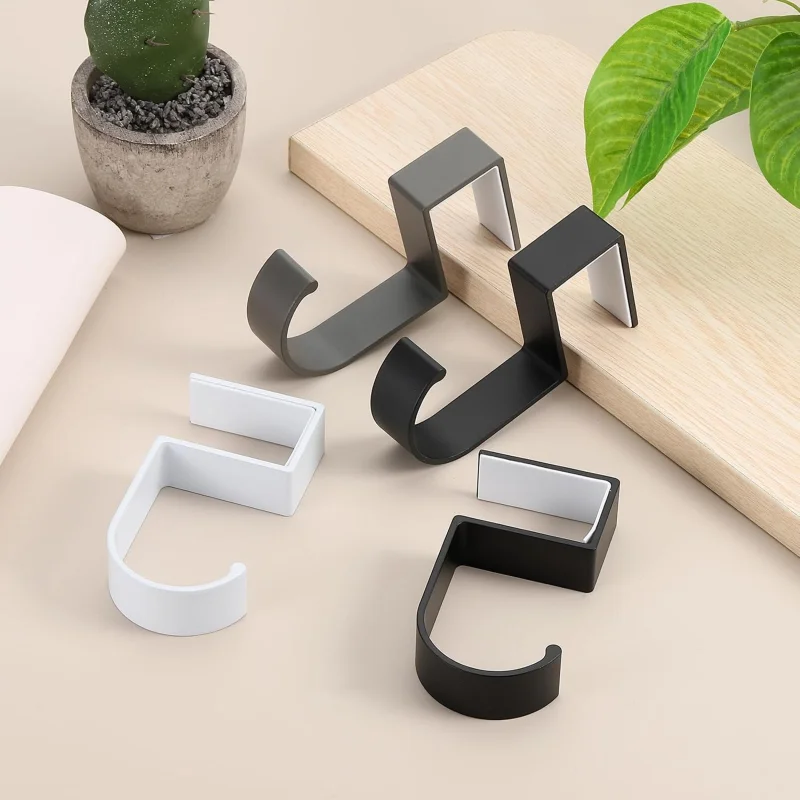 Sleek Black & White Anti-Slip Desk Hook Organizer