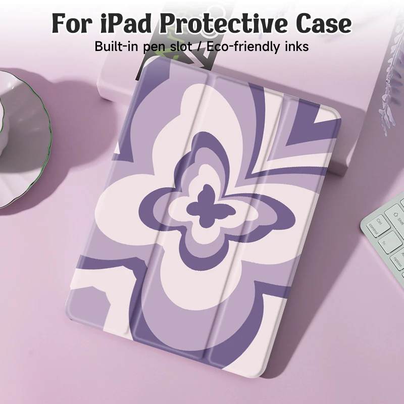 Butterfly Design Tablet Case with Pen Holder
