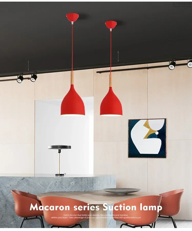 

Newest Creative Bedside Small pendant lights Led Nordic Post-modern Personality Restaurant Bar Aluminum Macaron Color Chandelier