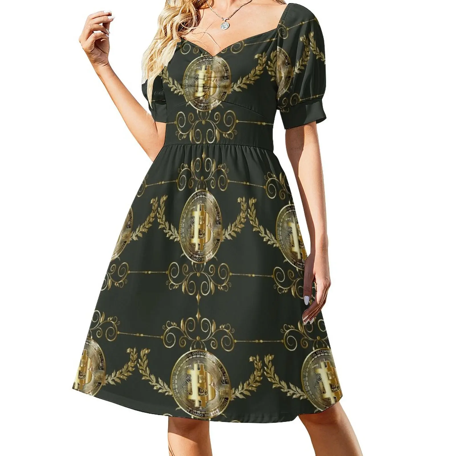Bitcoin Gold Pattern Sleeveless Dress Bridesmaid dress woman elegant party dress for women 2023 evening dresses luxury 2023