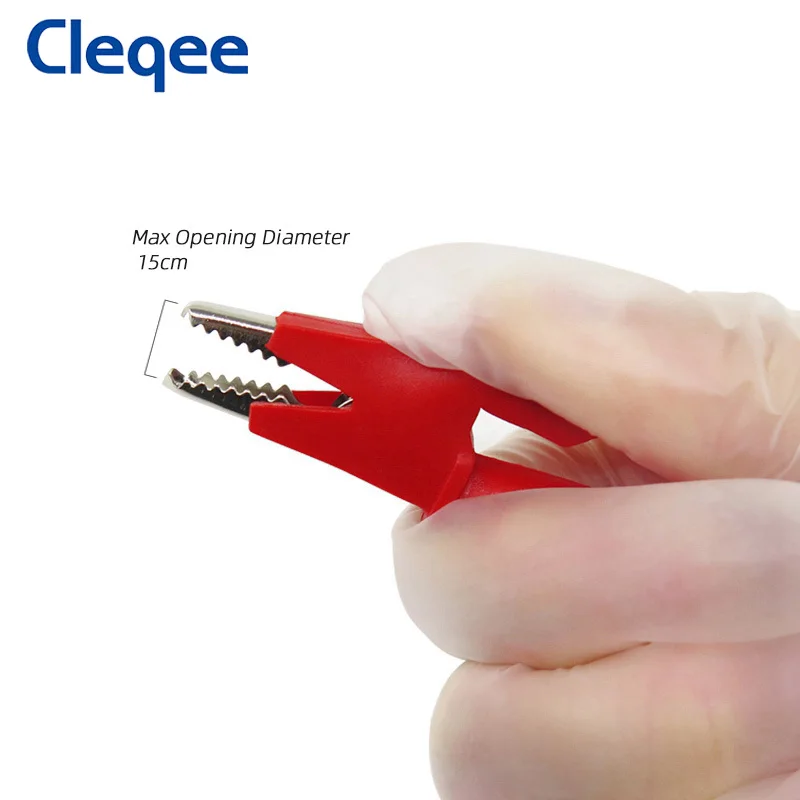 Cleqee P1024 2PCS Dual Alligator Clips Test Leads Heavy Duty Crocodile Clamps Multimeter Test Wires 1000V 15A 100cm Cable