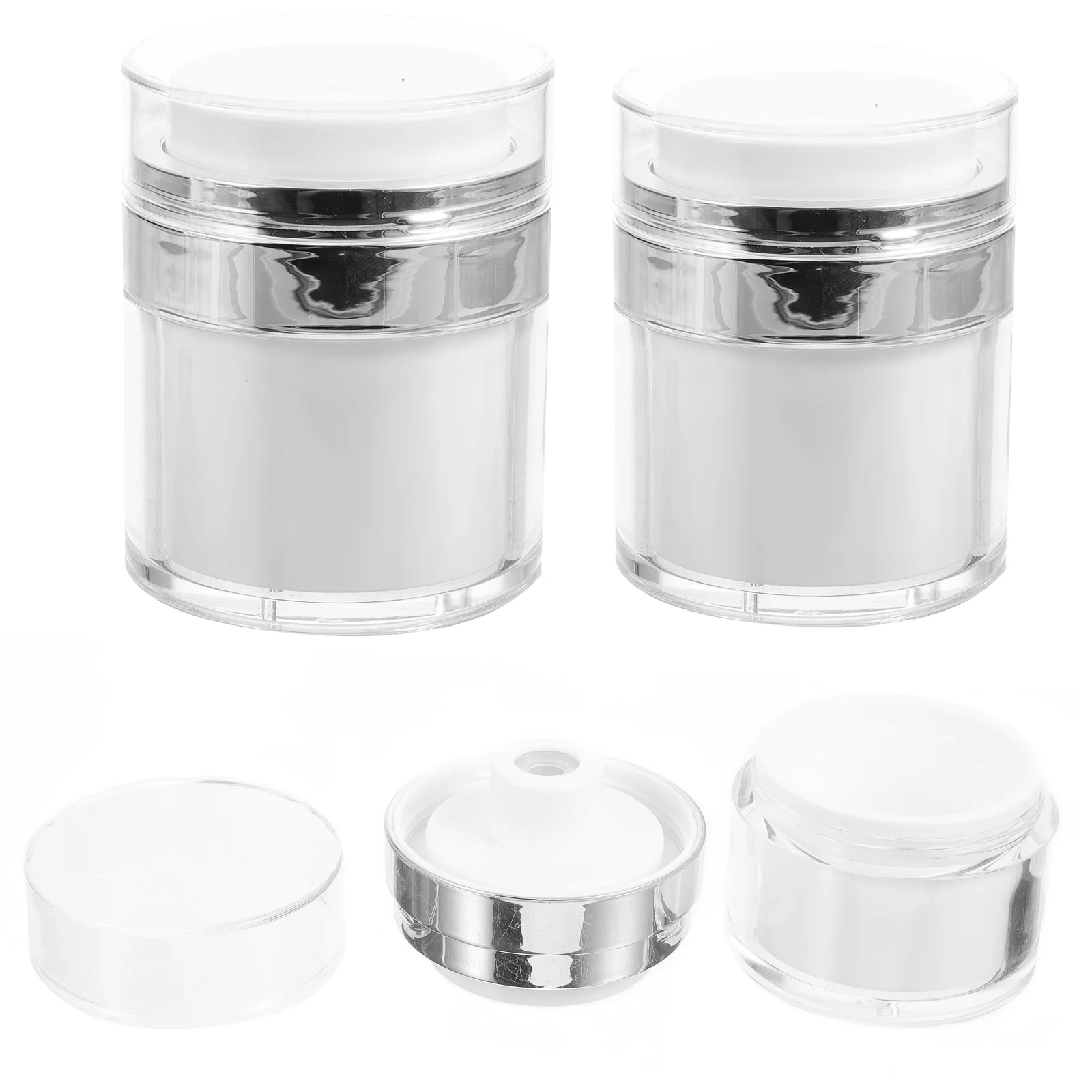 3 Pcs Container Vacuum Cream Jar Travel Lotion Airless Acrylic Portable Travel Fluid Bags